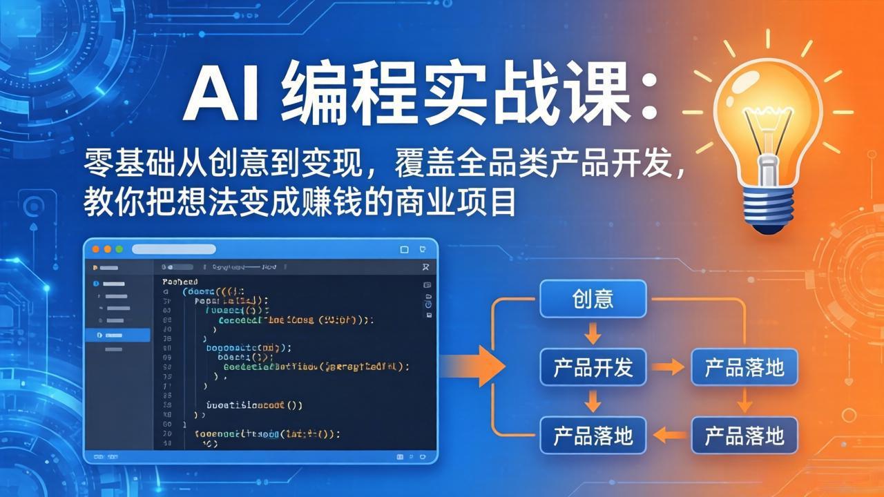AI编程实战课-第三期-5月9更新:零基础从创意到变现,覆盖全品类产品开发,把想法变成赚钱项目-hl998