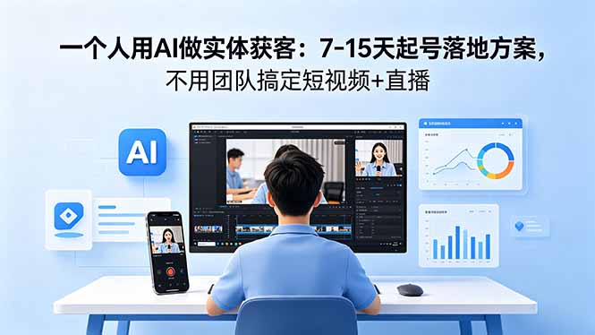 一个人用AI做实体获客:7-15天起号落地方案,不用团队搞定短视频+直播-hl998